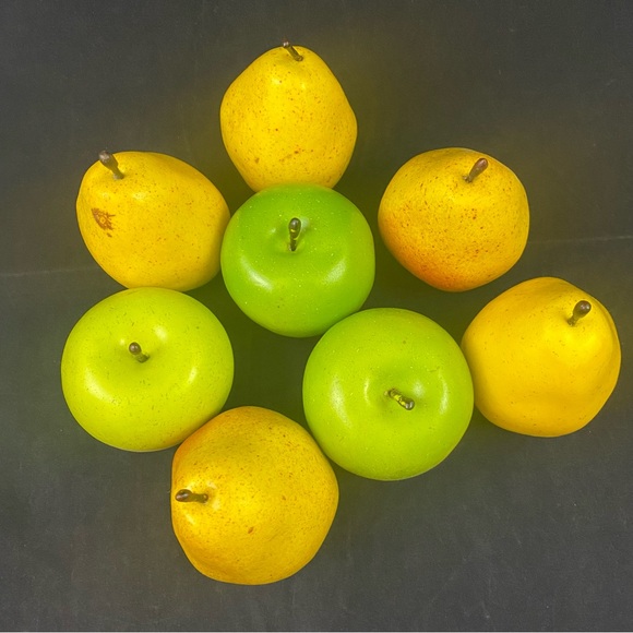 Pears Apples Artificial Faux Fruit Lot 8 Yellow Green - Picture 3 of 5